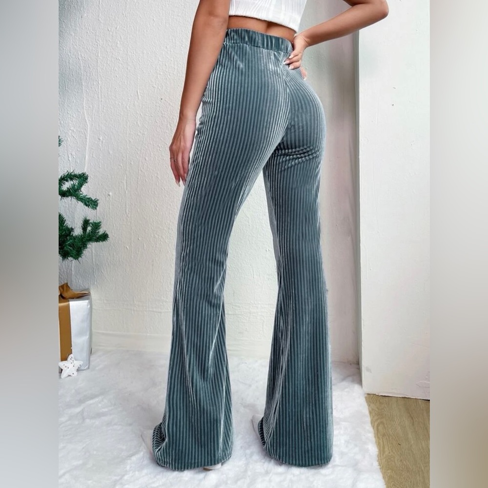 Blue super velvet flare leg